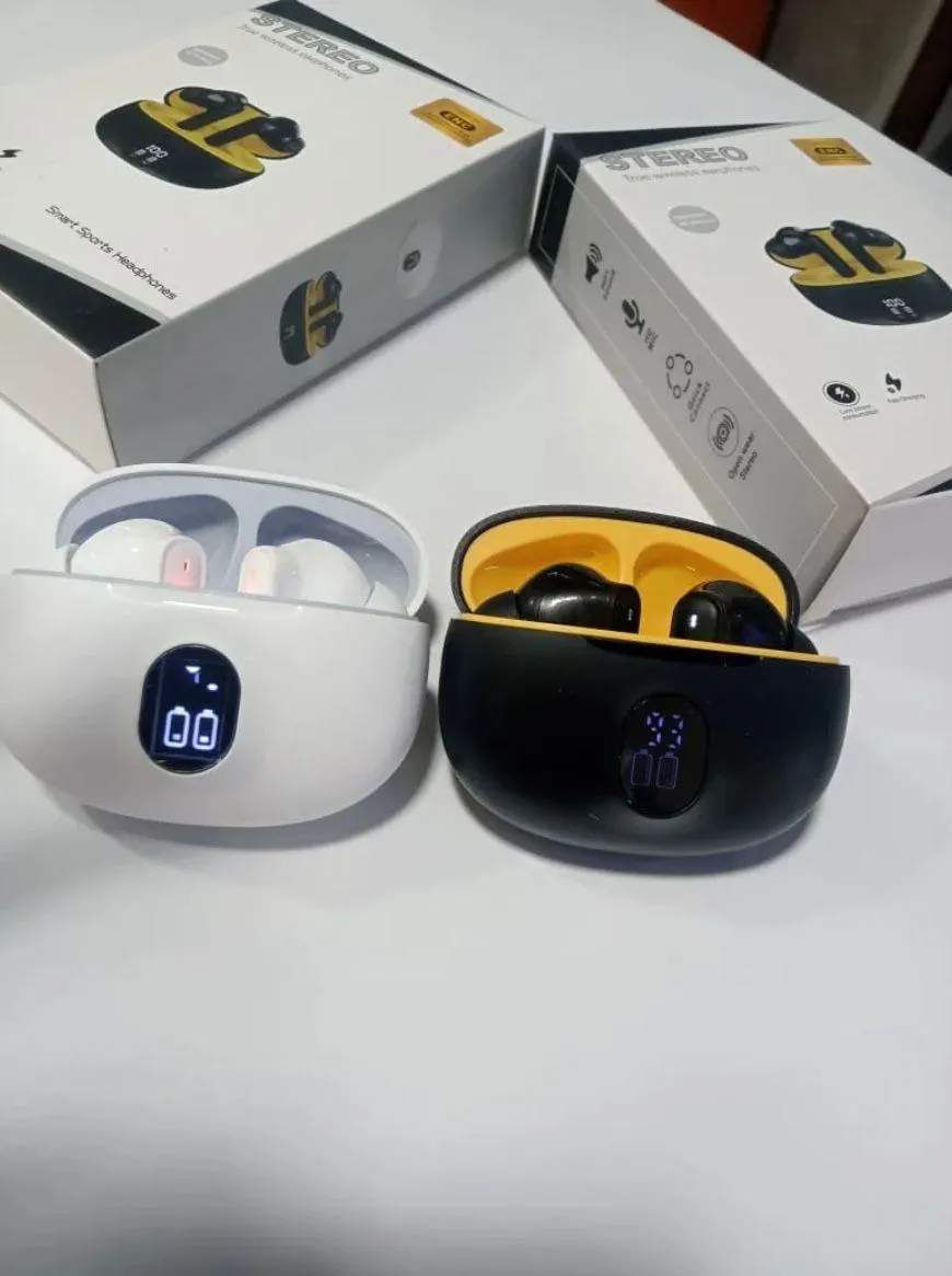 Premium Wireless Earbuds Black yellow Bluetooth 5.3